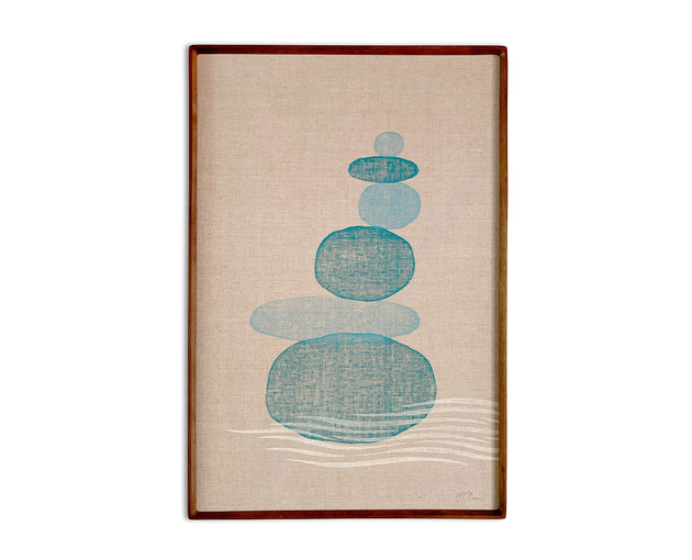 Original "Stones II" Linocut Print on Linen