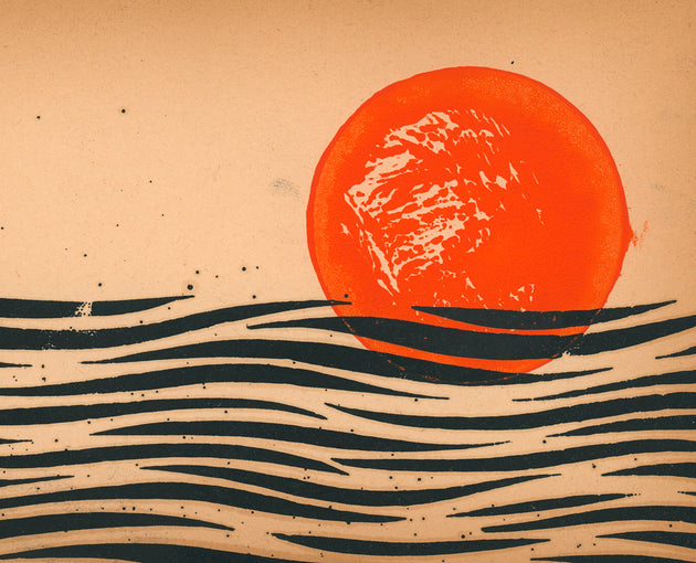 Original Sunset Seas Linocut