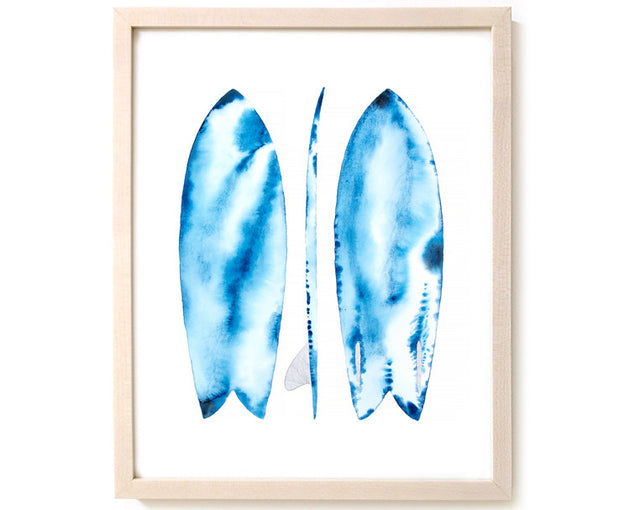 Limited Edition Watercolor Surf Art Print "Azure Fish"