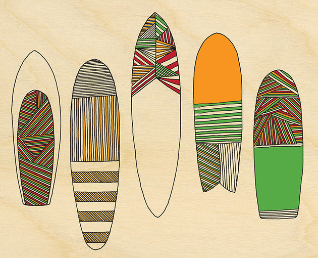 Surf Art Wood Print Limited Edition "New Friends Surfboards"