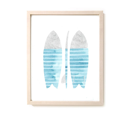 Watercolor Surf Art Print "Shape"