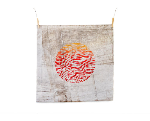 Original 22"x22" "WarmingWaters" Vintage Sail Cutoff Linocut Print