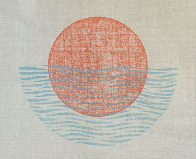 Original "Cradle" Linocut Print on Linen
