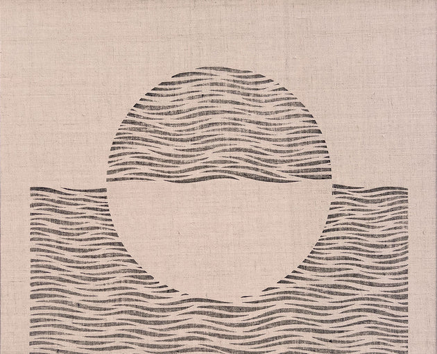 Original "Rising Sun" Linocut Print on Linen
