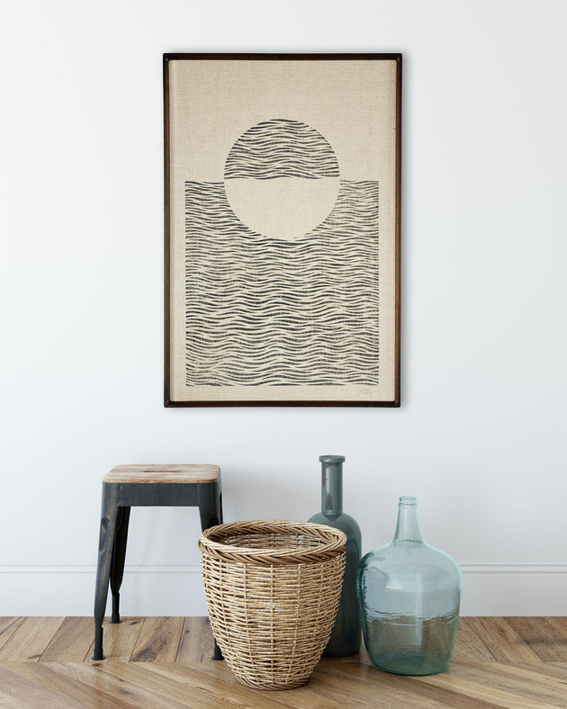 Original "Setting Sun" Linocut Print on Linen