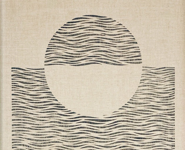 Original "Setting Sun" Linocut Print on Linen