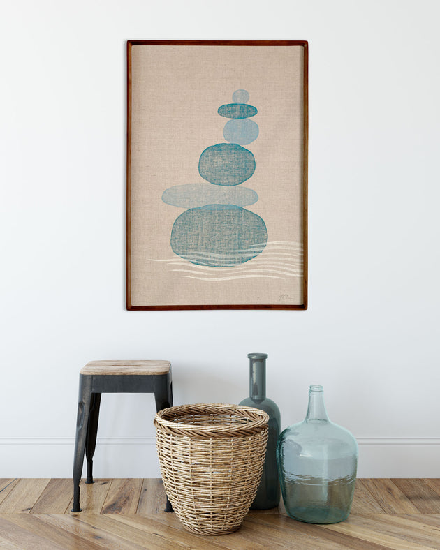 Original "Stones II" Linocut Print on Linen