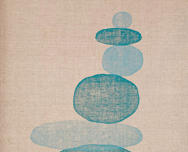 Original "Stones II" Linocut Print on Linen