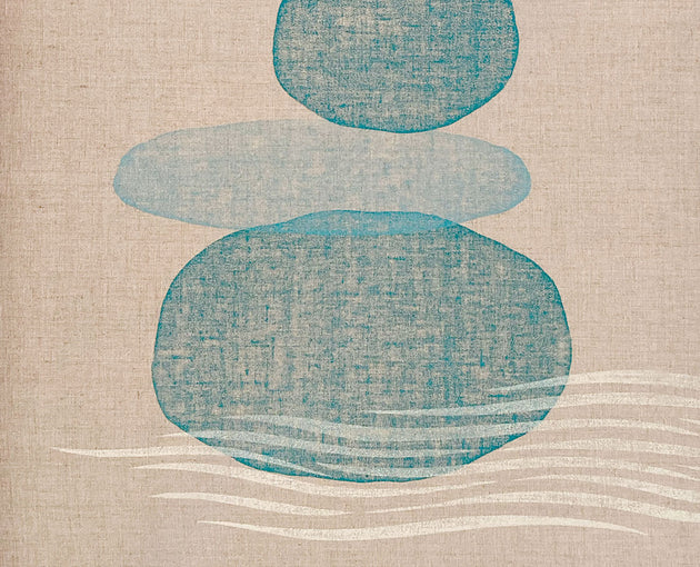 Original "Stones II" Linocut Print on Linen