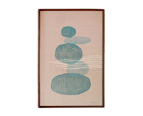 Original "Stones" Linocut Print on Linen