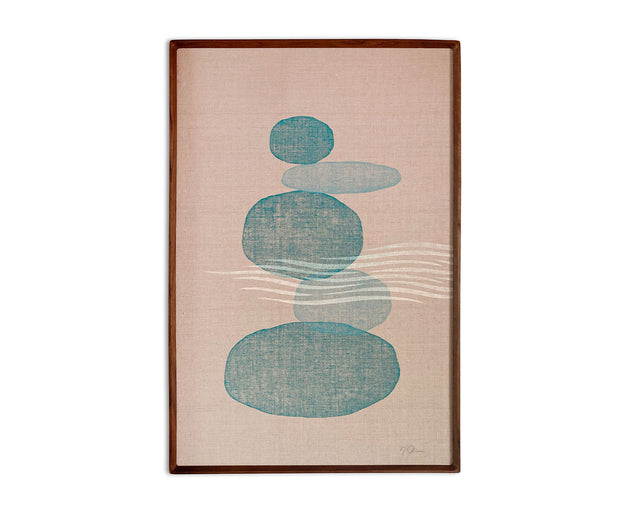 Original "Stones" Linocut Print on Linen