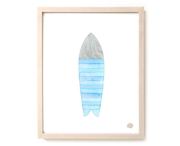 Original 8x10 Watercolor Surfboard – Matthew Allen Art