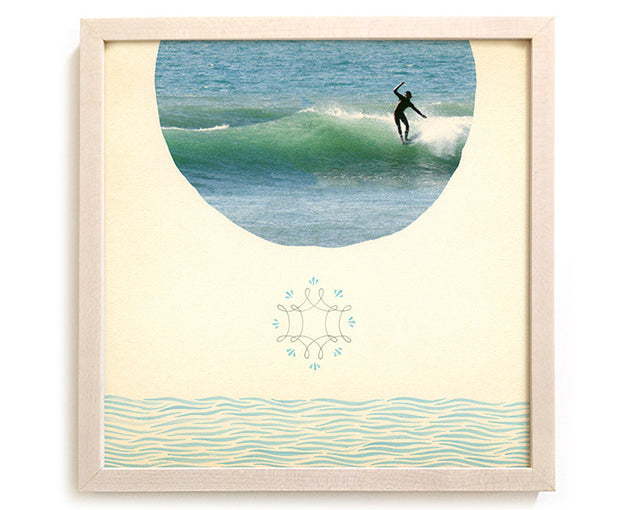 Limited Edition Surfing Art Print "Face Of The Deep" - Mixed Media