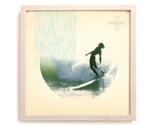 Limited Edition Surfing Art Print "His Mighty Downpour" - Mixed Media