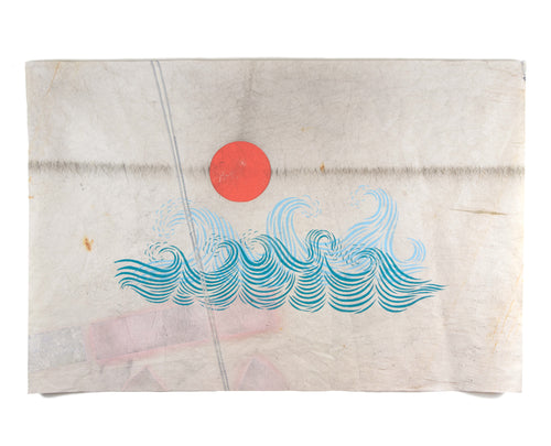 Original 30"x51" "New Sun" Linocut Print on Vintage Sailcloth