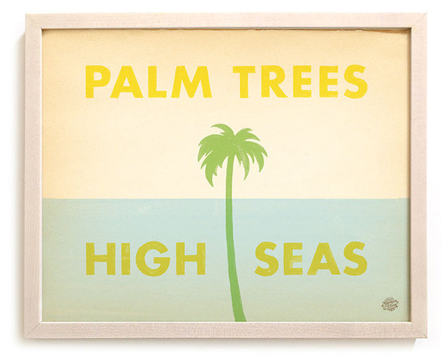 Limited Edition Beach Art Print "Palm Trees & High Seas"