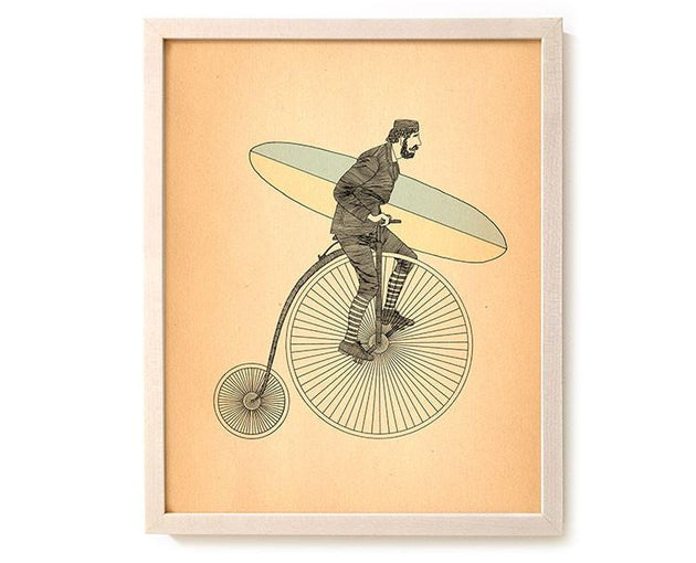 Surf Bicycle Art Print "Penny Farthing"