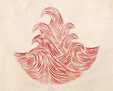 Original 20"x21" "Seven Seas Cloth" Linocut Print on Vintage Cloth