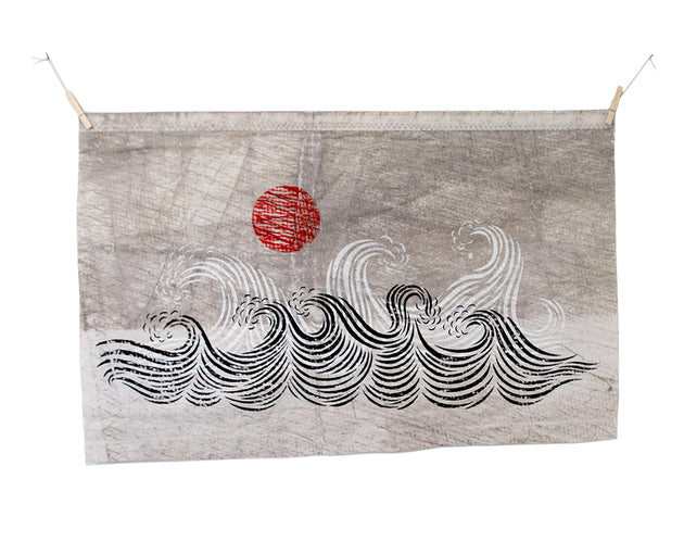 Original 24"x36" "Severe Seas" Vintage Sail Linocut Print