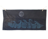 Original 18"x38.5" "The Moon & The Sea" Linocut Print on Vintage Marine Canvas