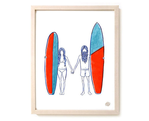 Surfing Art Print "Together"