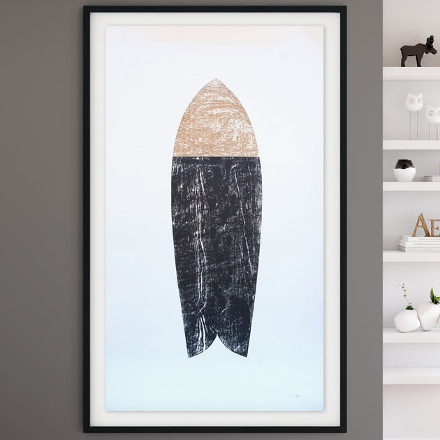 Original Surfboard Wood Cut Print 4'x7' "Vessel"