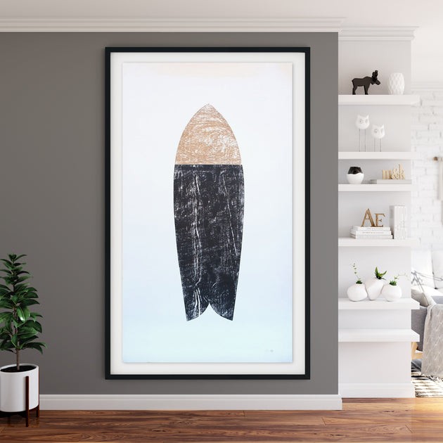 Original Surfboard Wood Cut Print 4'x7' "Vessel"
